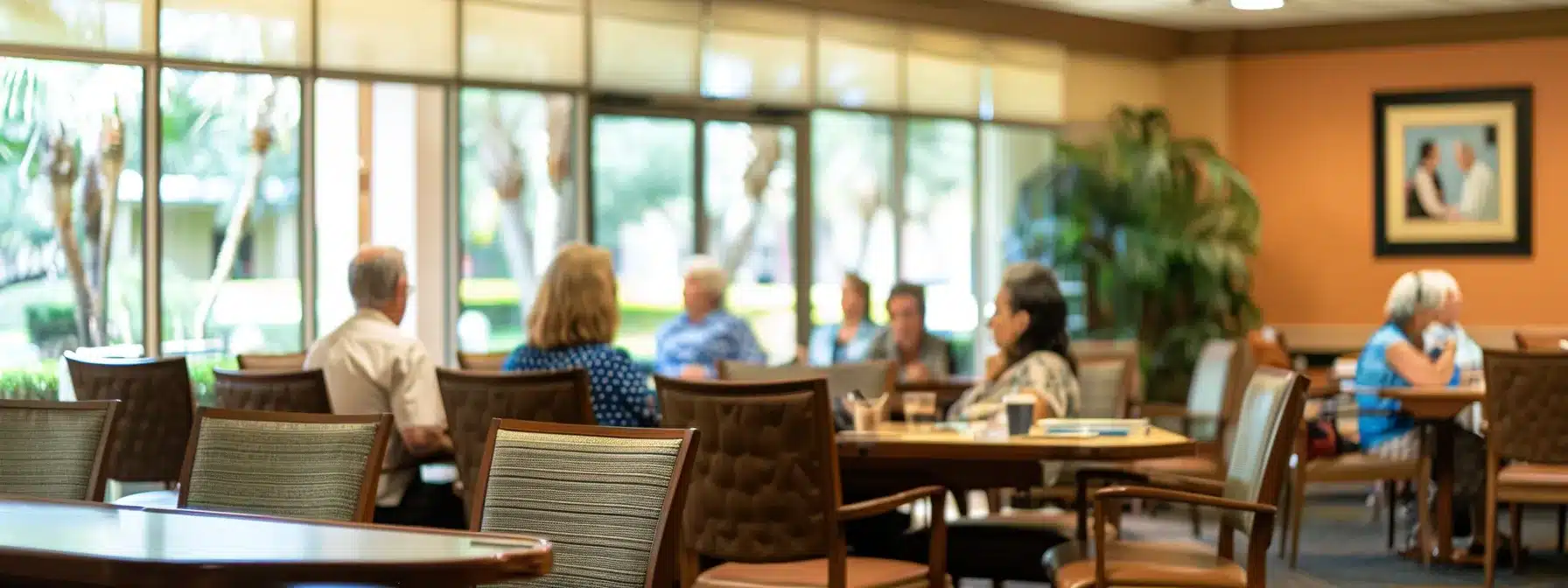 a focused nursing home staff training session takes place in a well-lit conference room, featuring attentive caregivers engaged in discussions and interactive demonstrations about effective dementia care strategies.