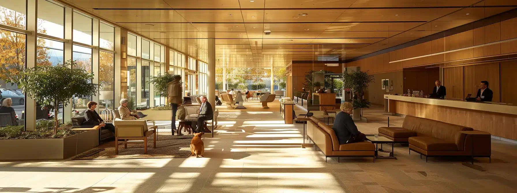 a warmly lit, spacious common area in a dementia care facility, featuring senior residents engaged in personalized activities with attentive caregivers, reflecting a supportive environment that prioritizes comfort and individual needs.
