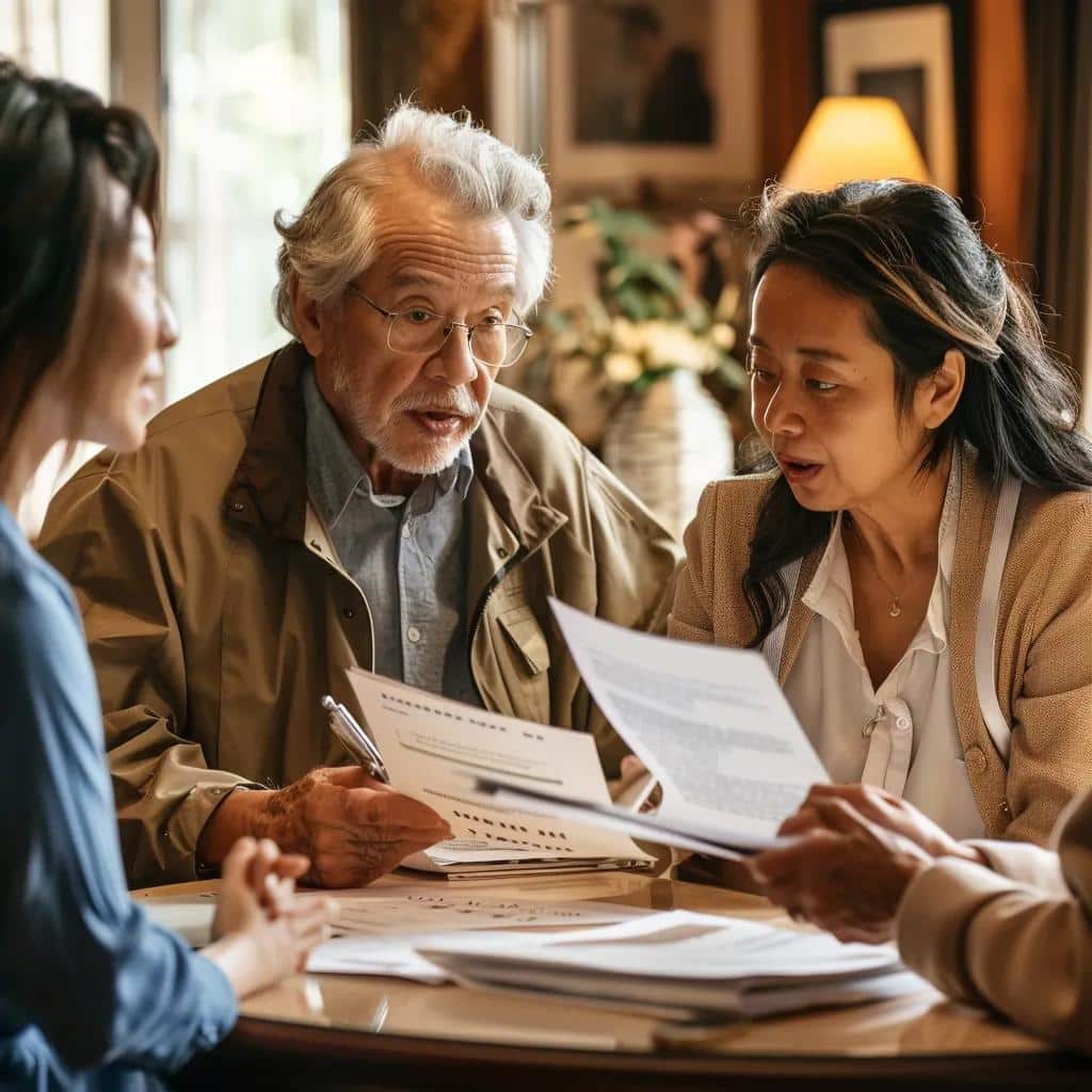 Caregiver and family collaborating on a personalized care plan
