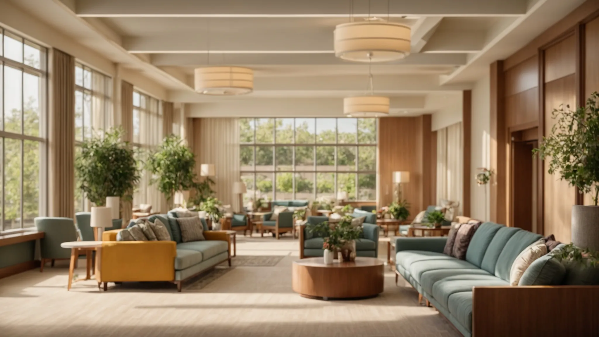 a warm and inviting common area in an assisted living facility brimming with joyful residents engaged in meaningful activities, illuminated by soft natural light, showcasing expressions of happiness and connection that reflect their enhanced quality of life through personalized care.