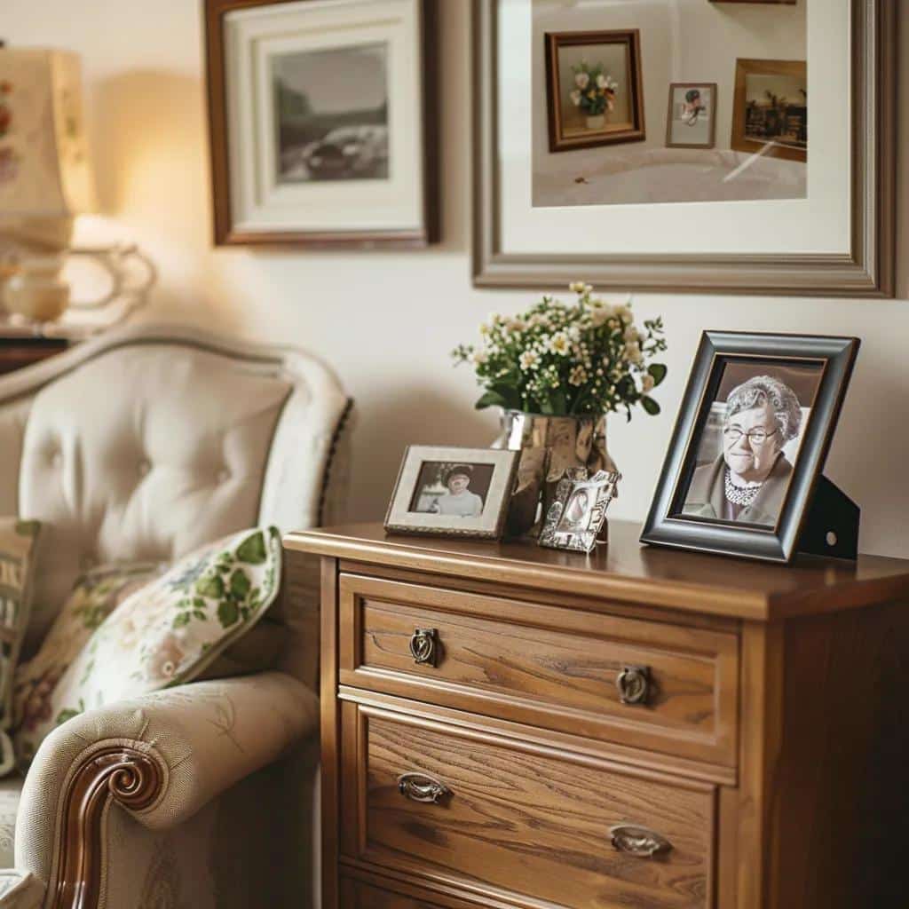 Personalized living space in memory care with cherished items enhancing comfort for dementia patients